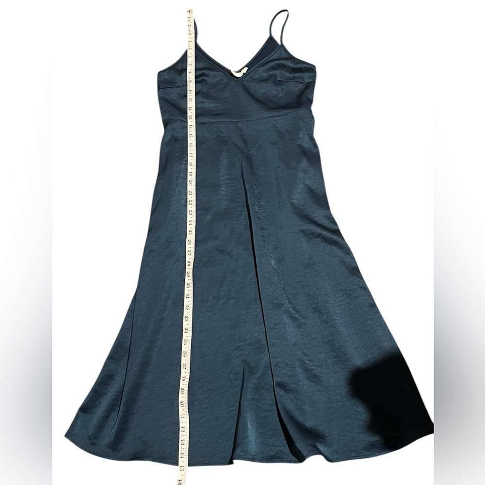 Daily Practice Women's Satin Midi Slip Dress with Pockets in Teal Size XS Party - Picture 12 of 12